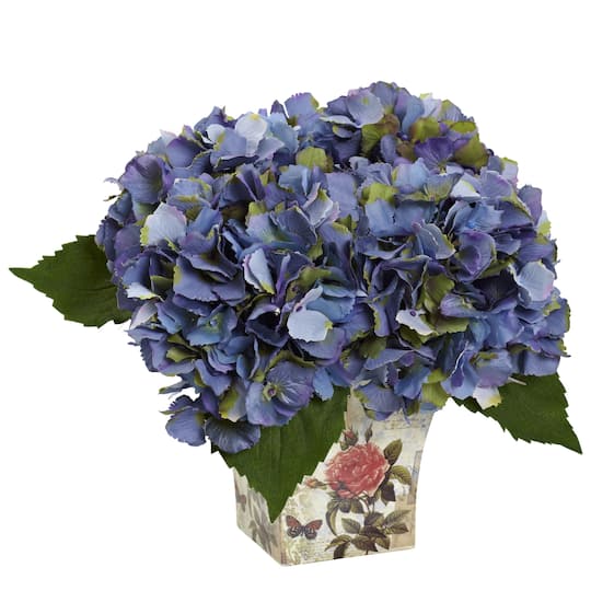 9&#x22; Blue Hydrangea In Floral Planter